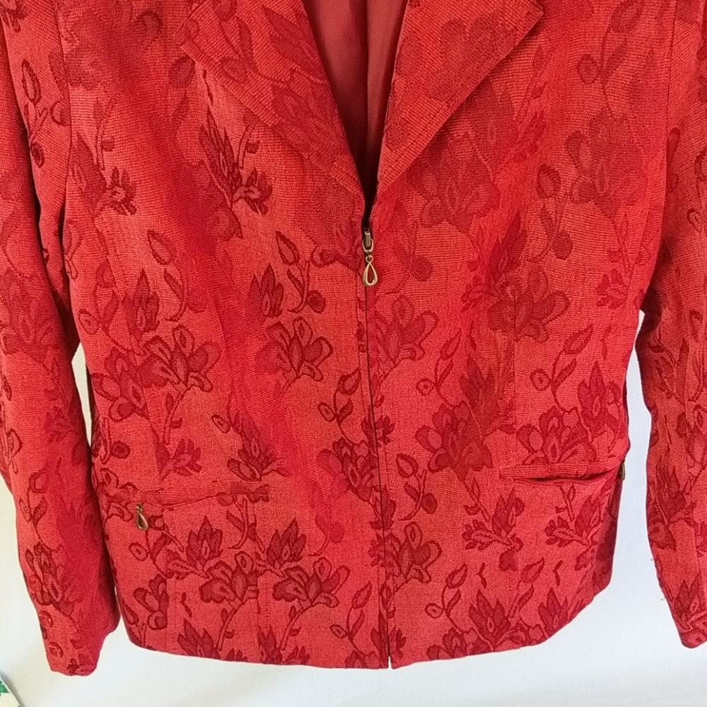 Tanjay red floral Blazer size 14 - Picture 5 of 8